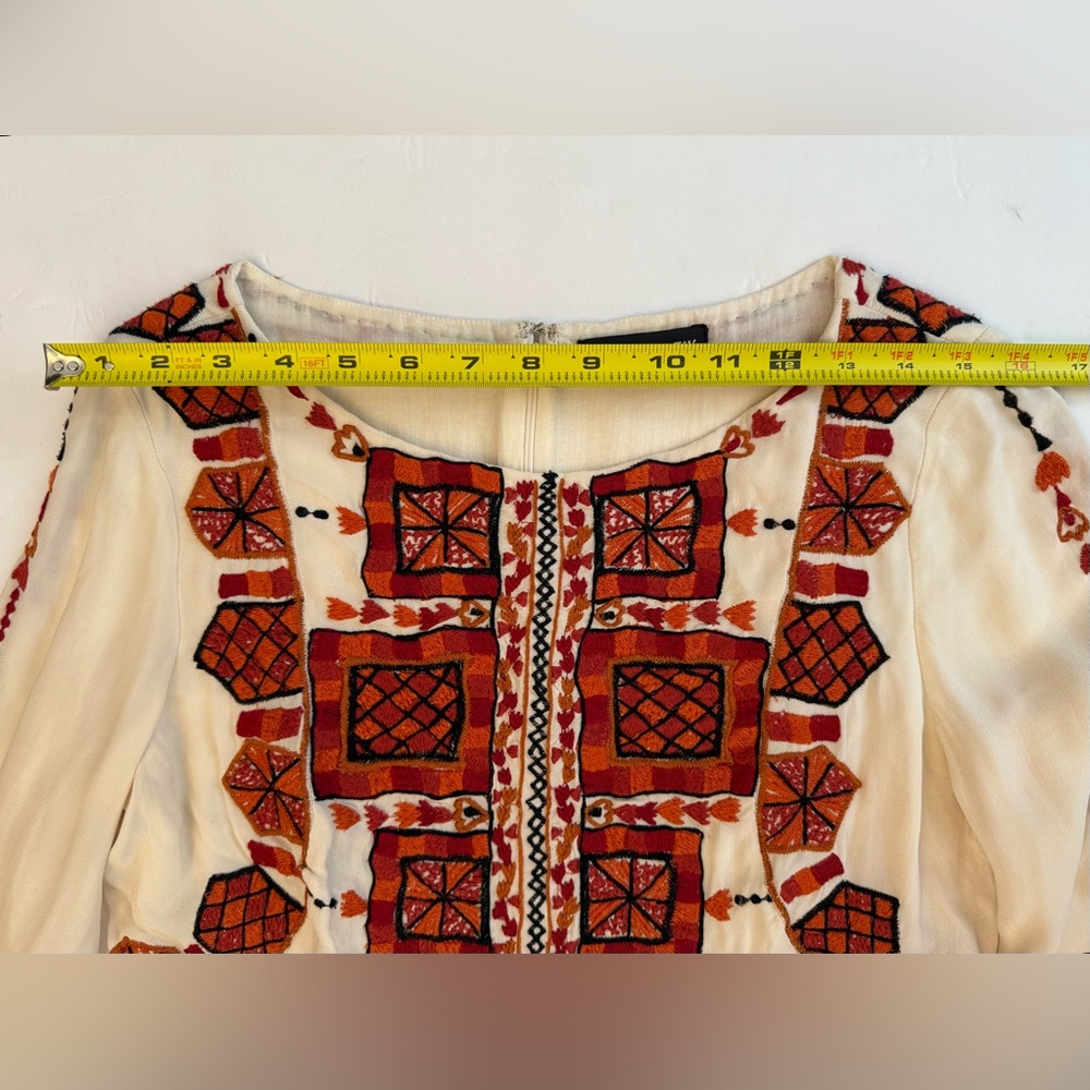 Antik Batik Cream Embroidered Mini Dress – Boho Festival Vibe - Picture 8 of 14